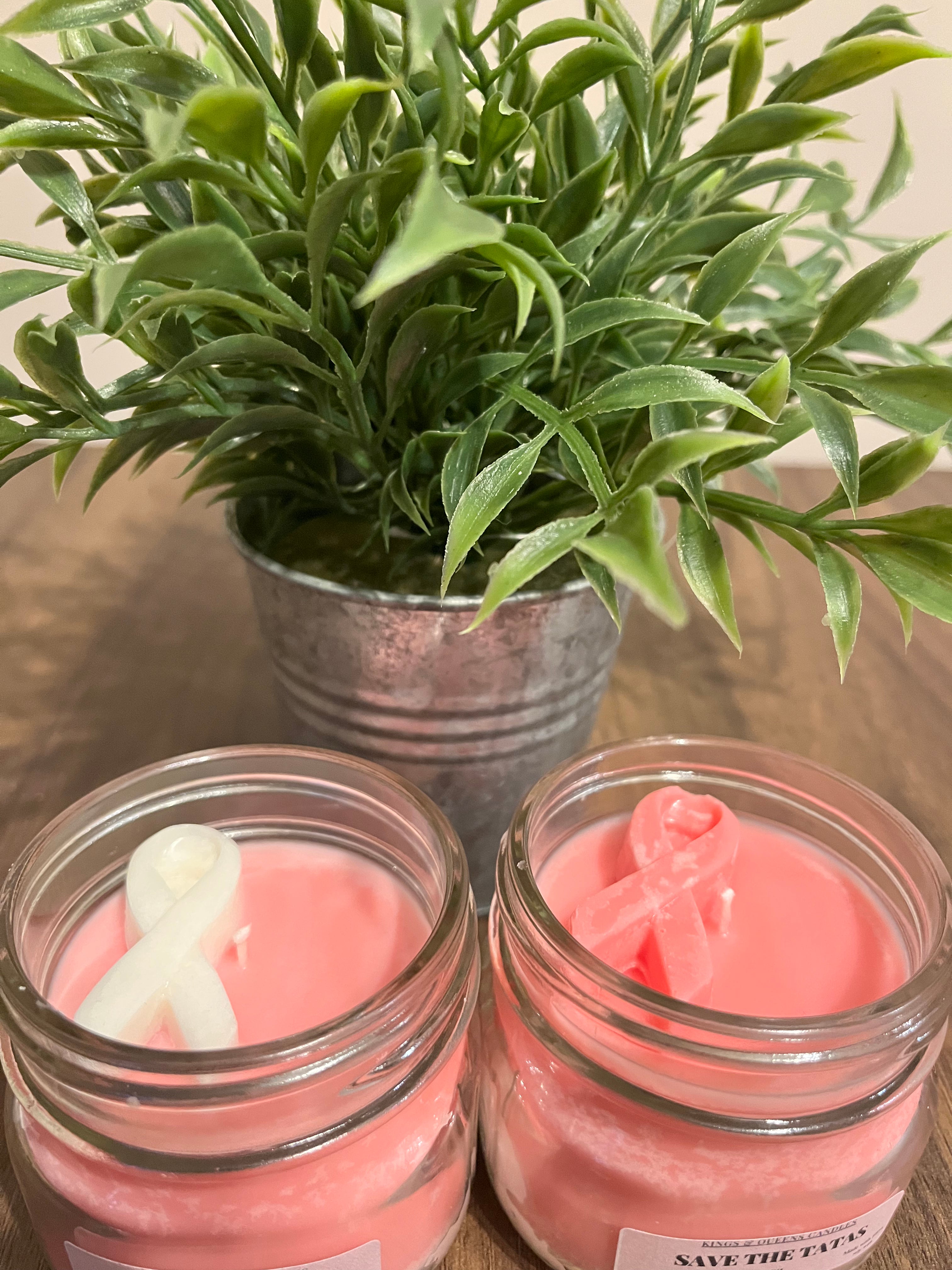 Pink & White Ribbon Candle Collection - Kings and Queens Candles